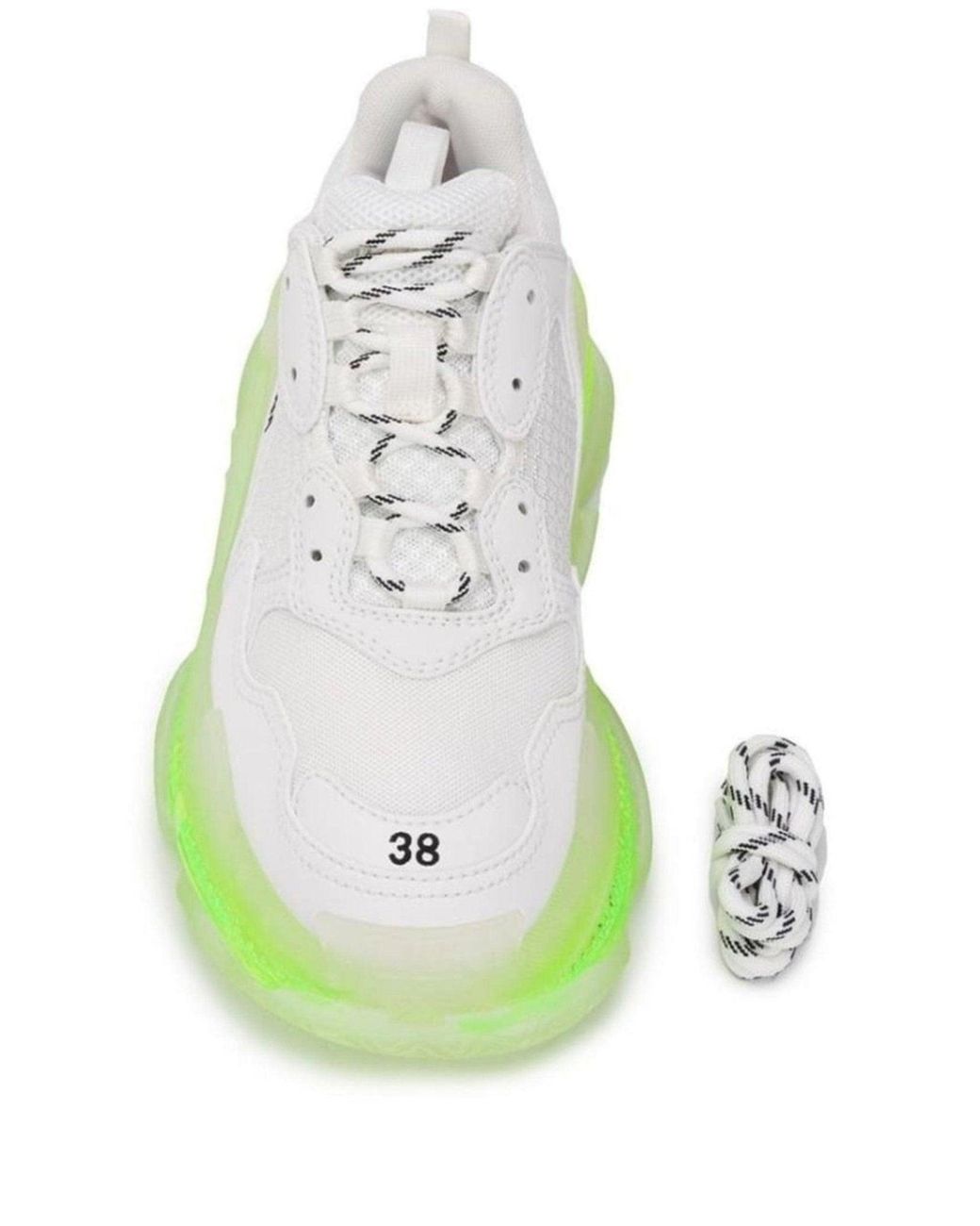 Balenciaga Green White Triple S Leather And Mesh Sneakers