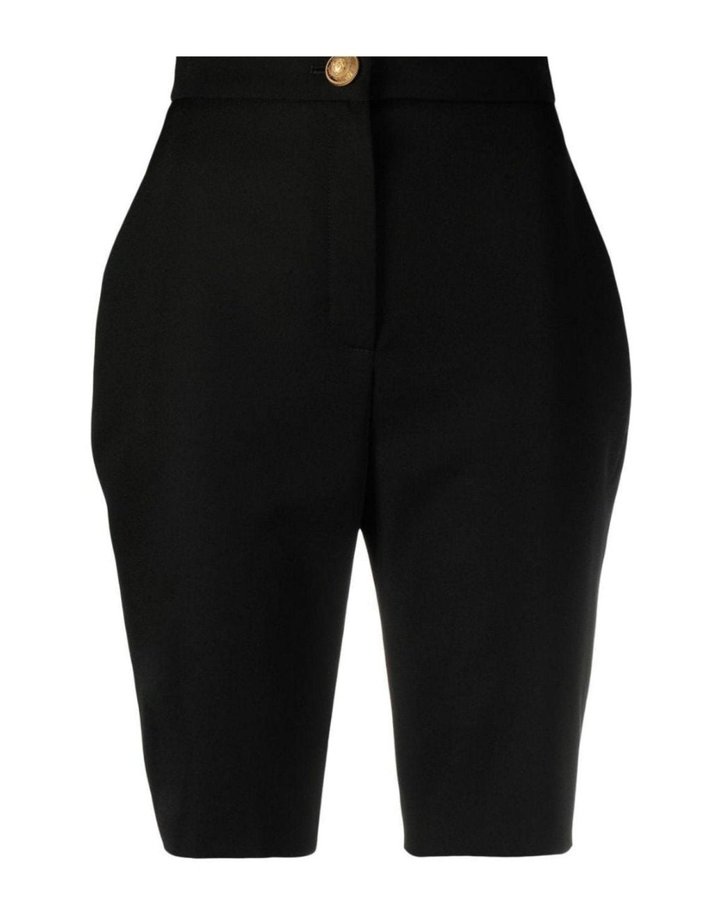 Balmain Black High-waisted Knee-length Wool Shorts