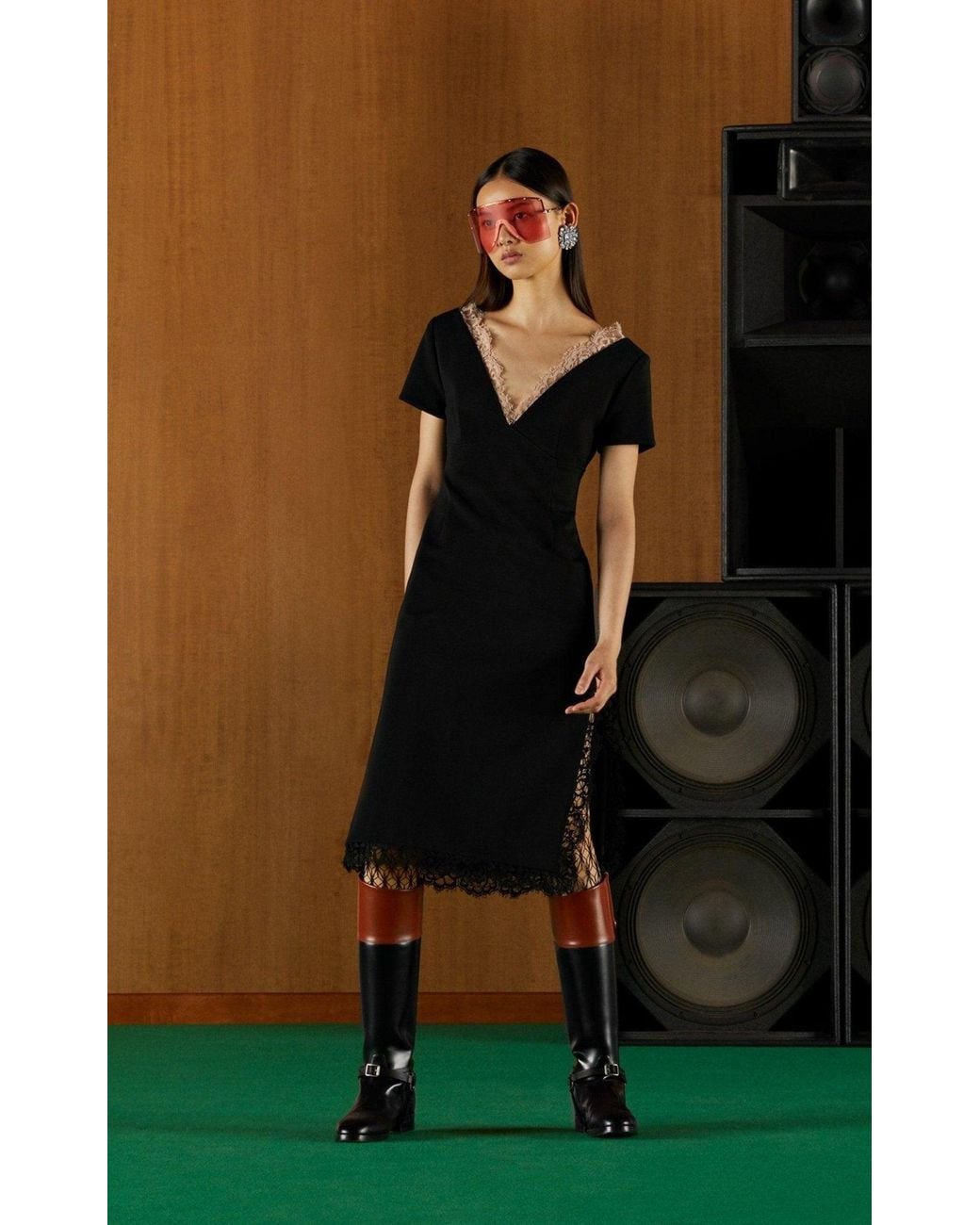 Gucci Black Lace Midi Dress