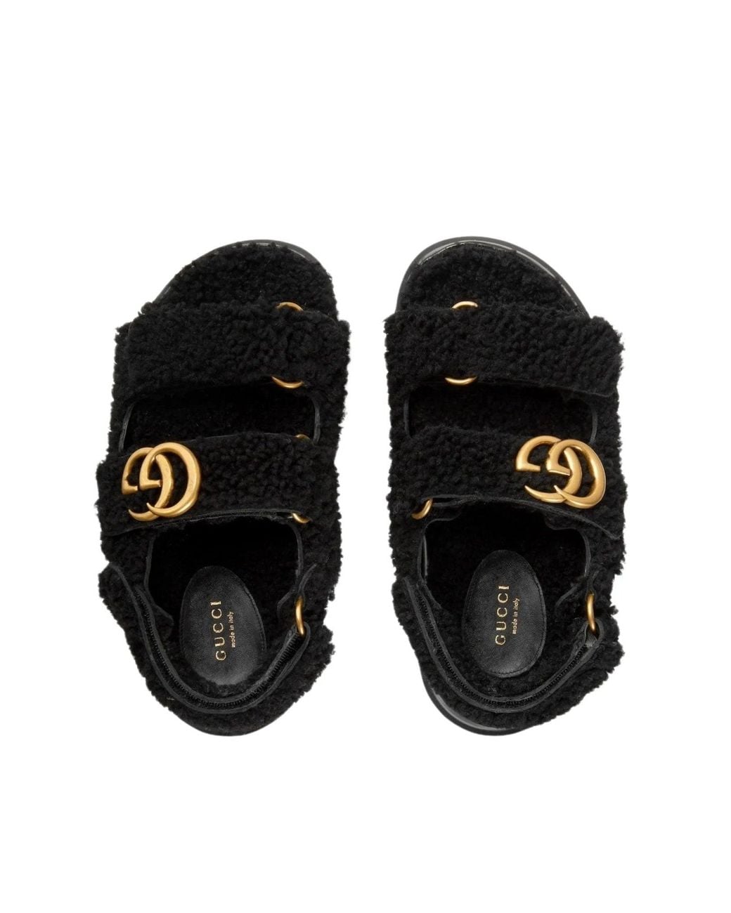 Gucci Double G Merino Wool Sandals Black