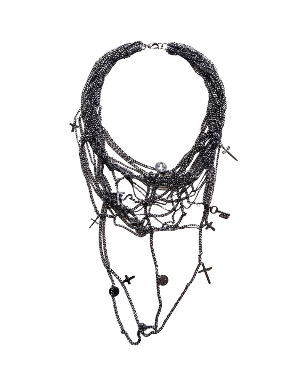 BCBGMAXAZRIA Black Layered Charm Chain Statement Necklace