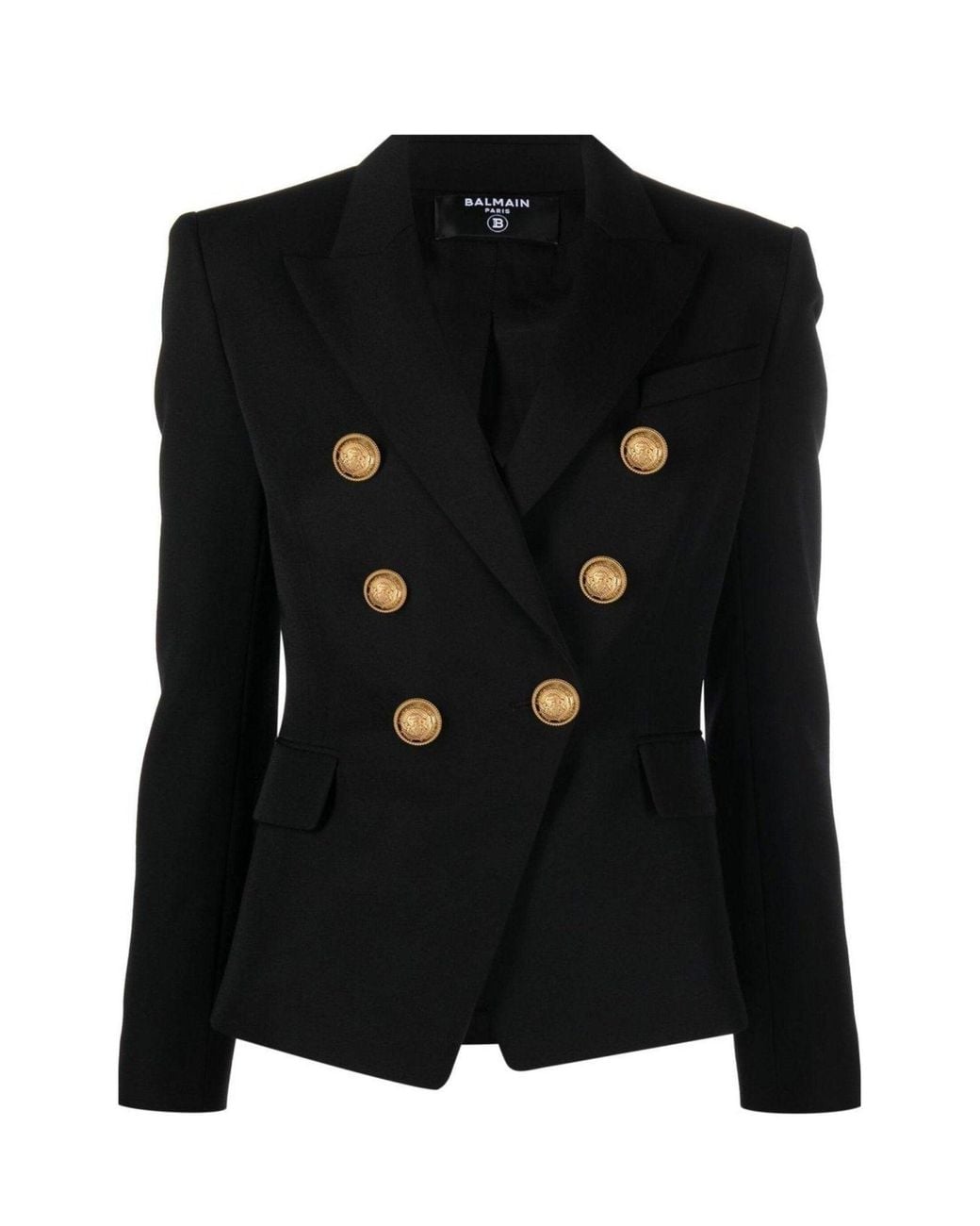 Balmain Black Double Breasted Wool Blazer