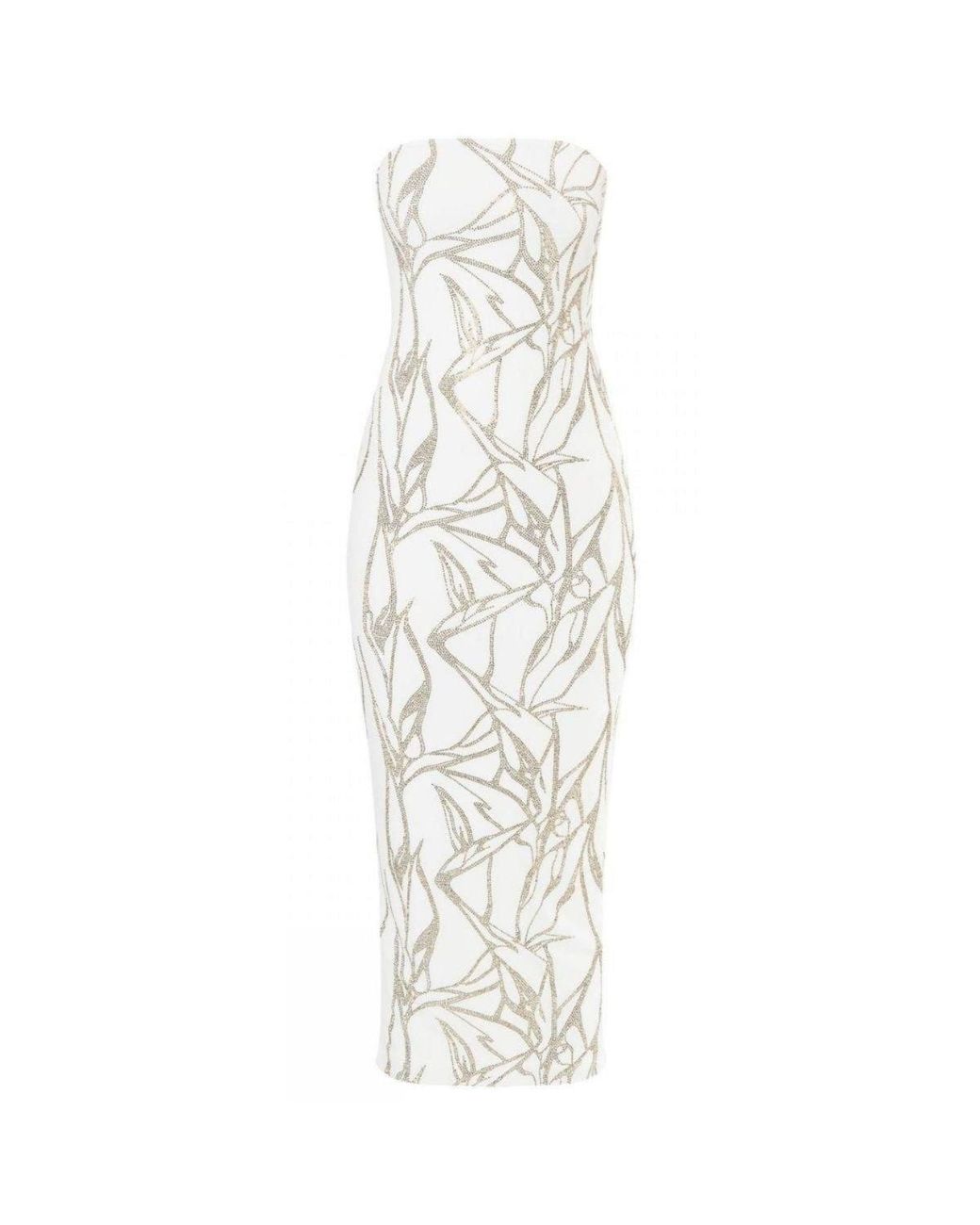 Alexandre Vauthier White Beaded Strapless Midi Dress