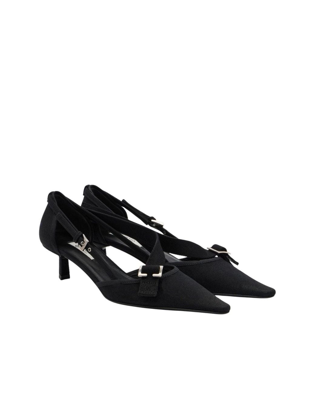 Prada Pointed Slingback Black Kitten Heel Pumps