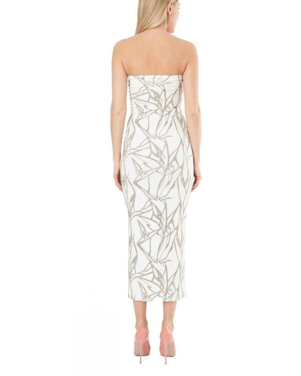 Alexandre Vauthier White Beaded Strapless Midi Dress