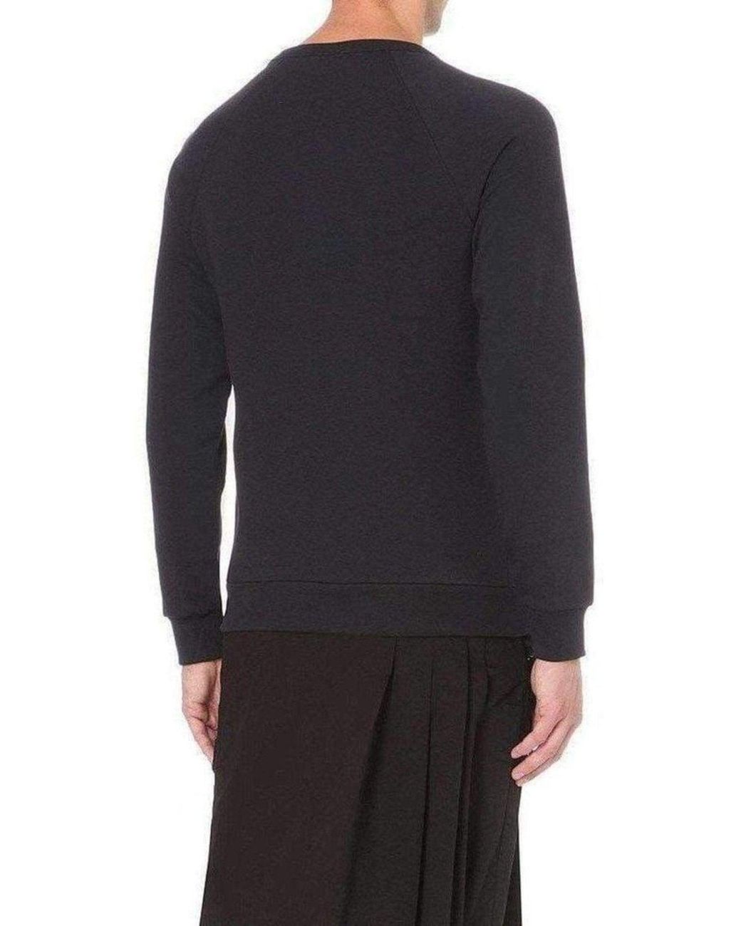 Dries Van Noten Black Embroidered Cotton Jersey Sweatshirt for men