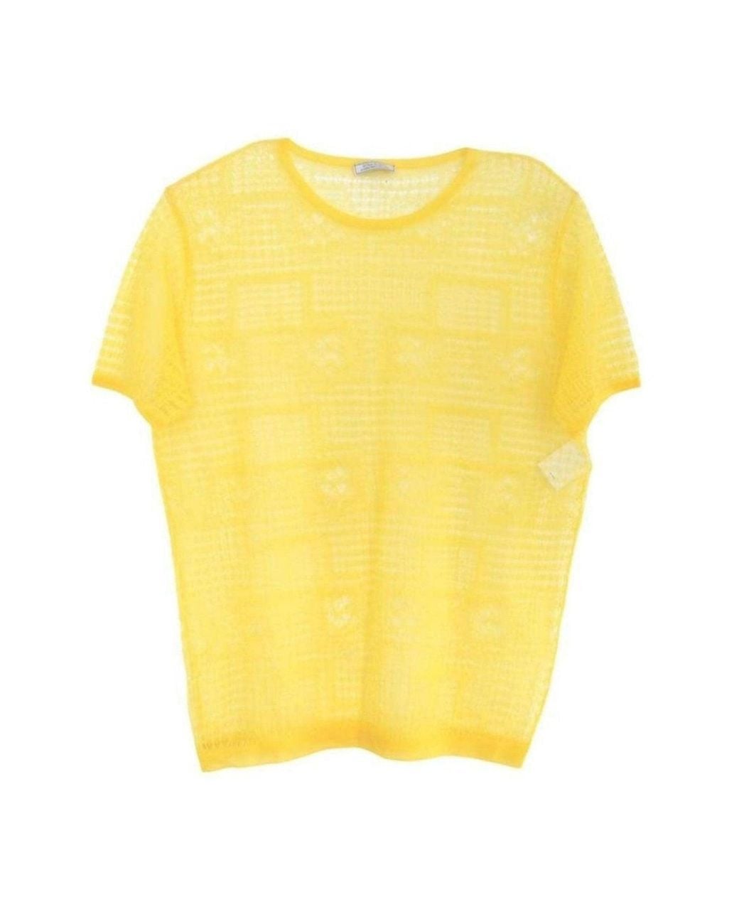 Nina Ricci Yellow Silk Sheer Fine Knit T-shirt