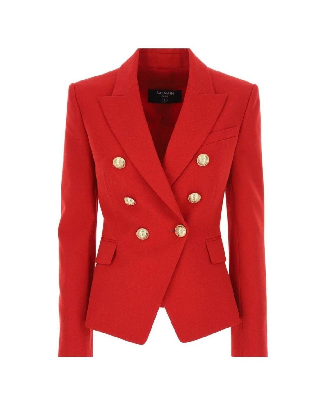 Balmain Red Double Breasted Tailored Wool Blazer