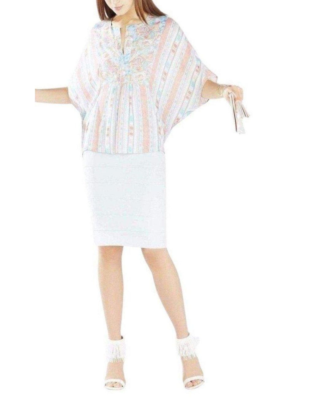 BCBGMAXAZRIA White Skarlett Relaxed Handkerchief Top