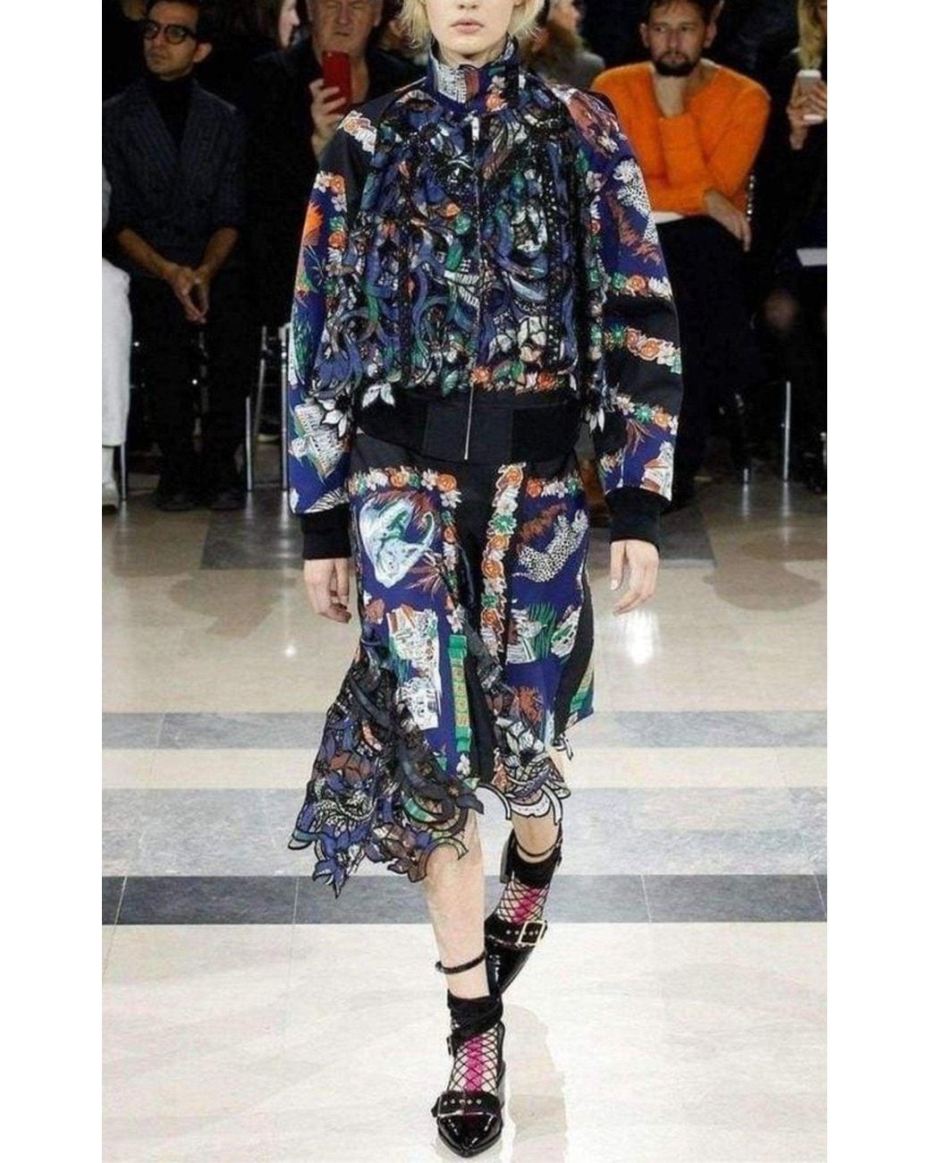 Sacai Blue Canvas And Broderie Anglaise Souvenir Cotton Jacket