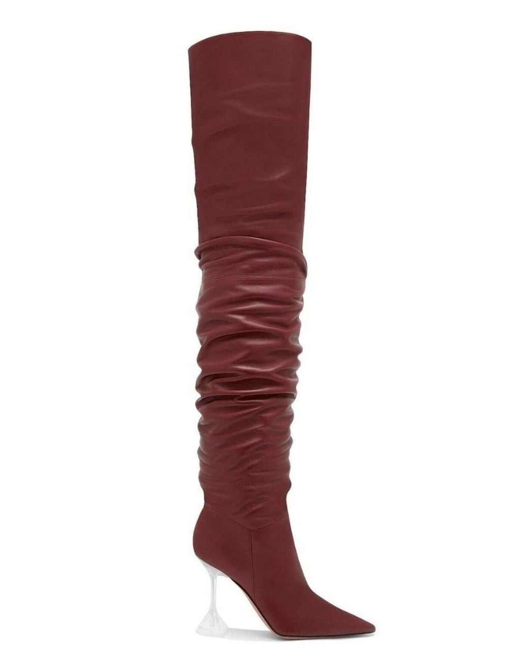 AMINA MUADDI Red Olivia Leather Over-the-knee Boots