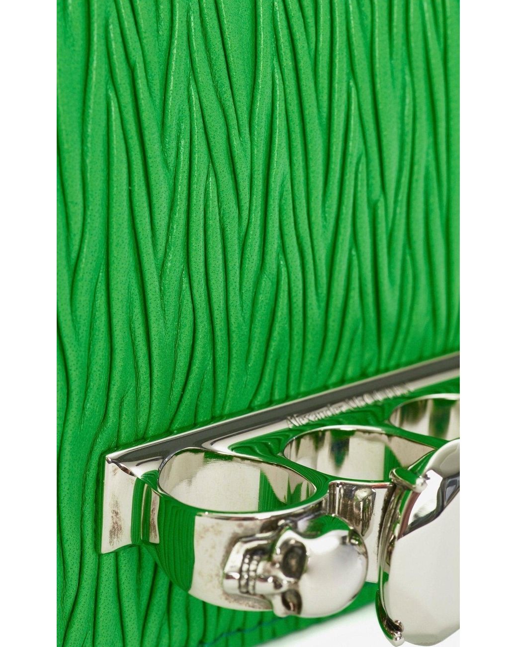 McQueen Green Jewelled Small Crossbody Satchel Bag