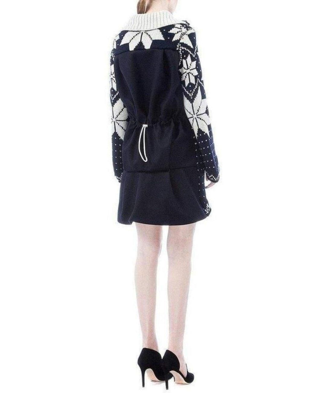 Sacai Blue Luck Jacquard Long Cardigan Coat