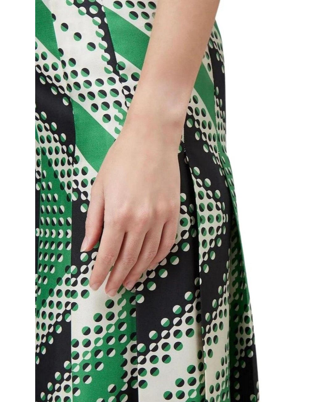 Gucci Green Pleated Chevron Print Silk Skirt