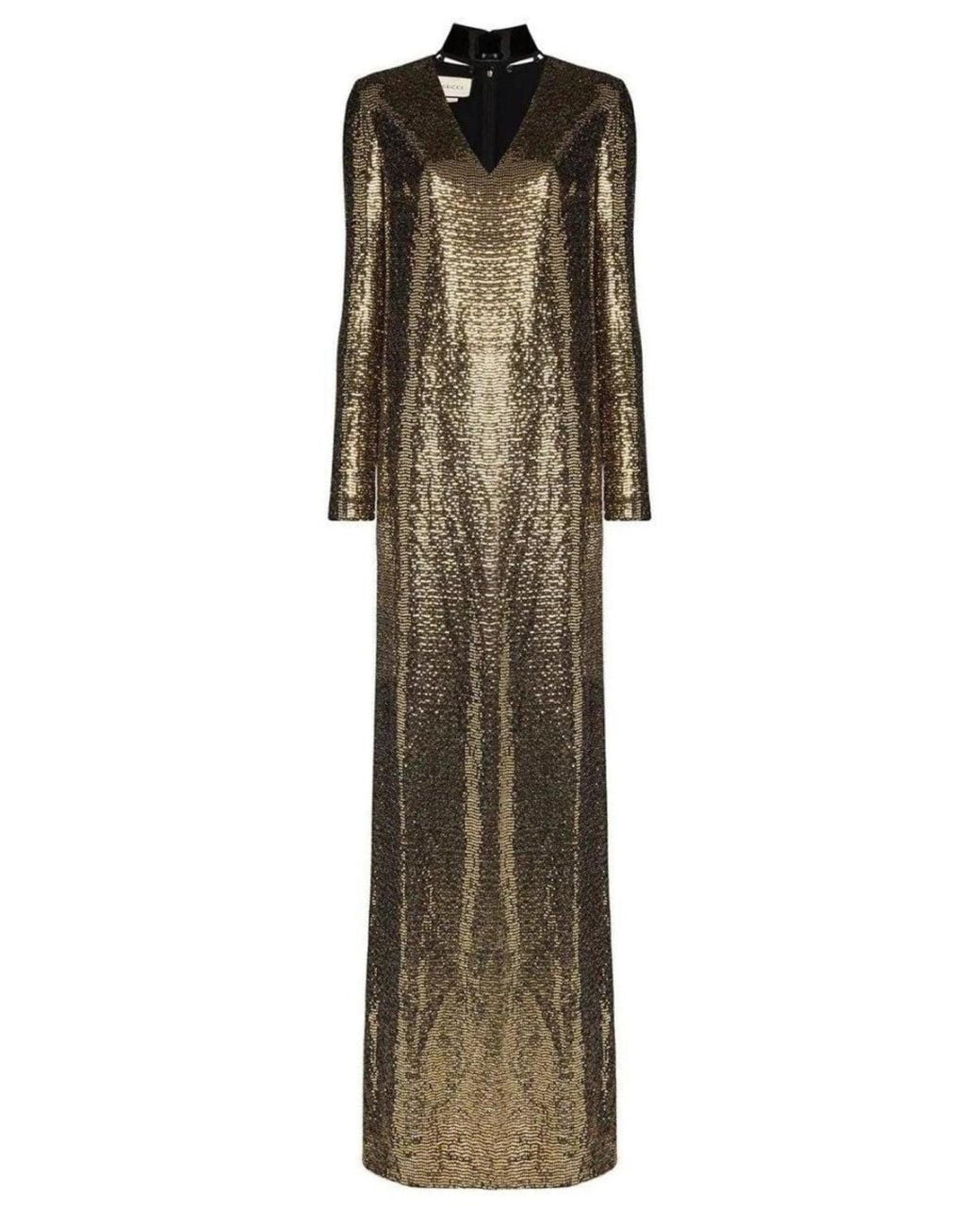 Gucci Natural Patent Choker Chainmail Gown