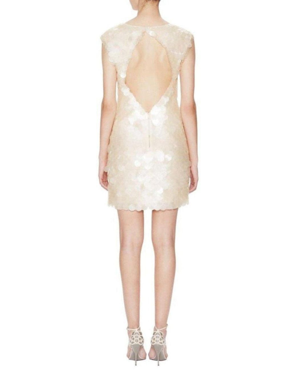 BCBGMAXAZRIA White Sonja Paillette Cocktail Dress