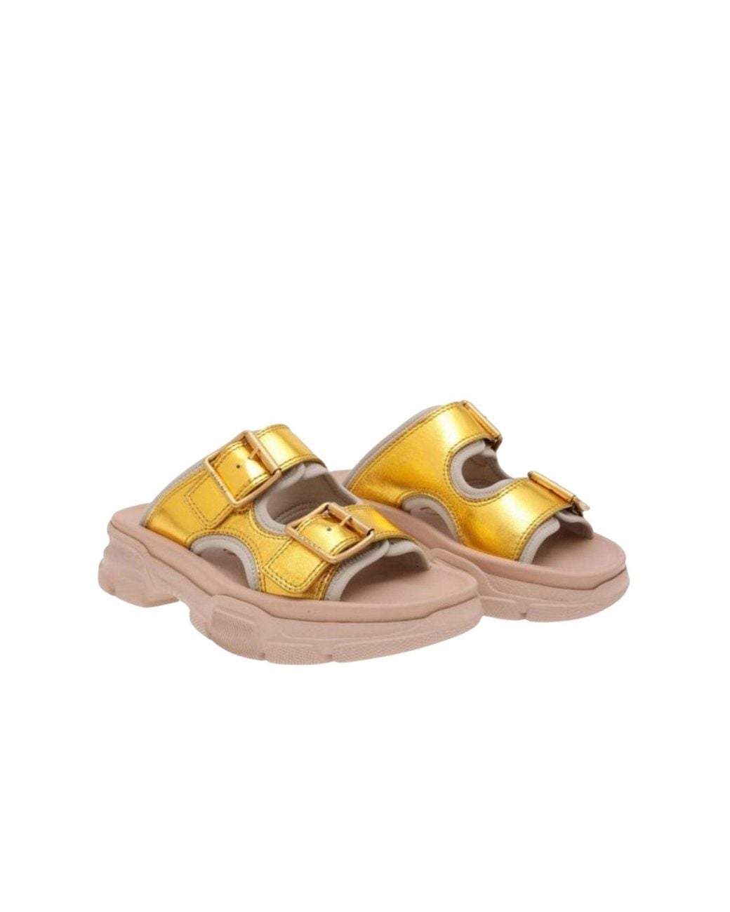 Gucci Multicolor Leather Chunky Slide Sandals
