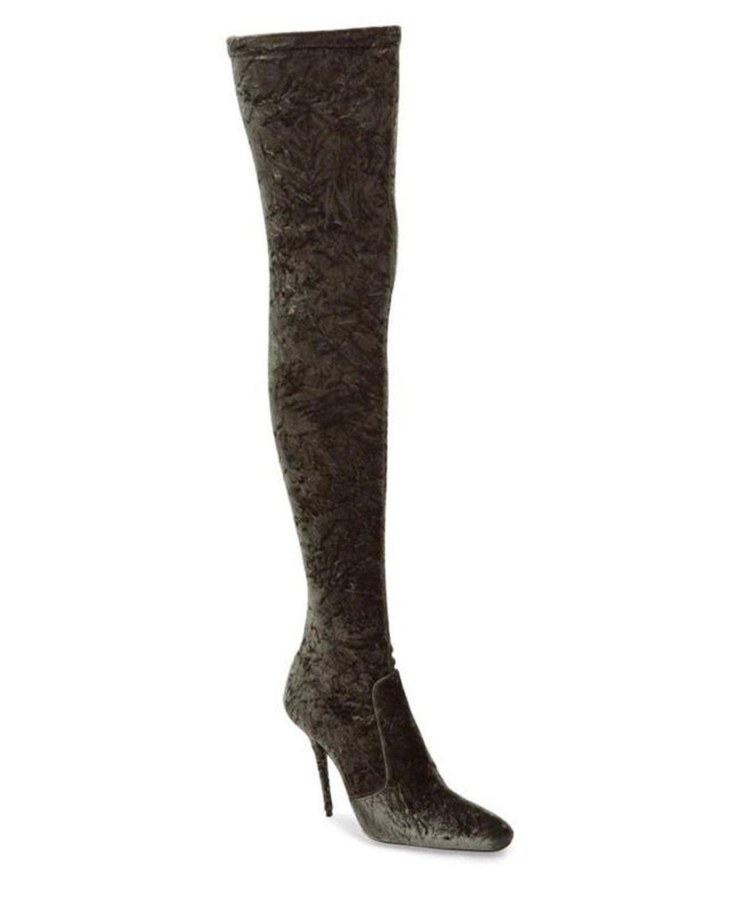 Saint Laurent Black Ella Velvet Over-the-knee Boots