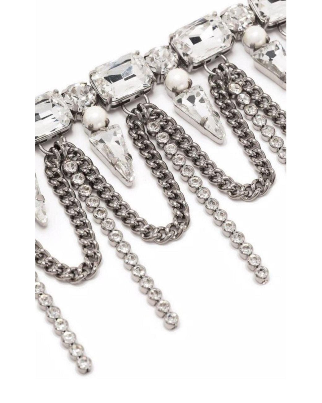 Alessandra Rich White Crystal-layered Choker Necklace
