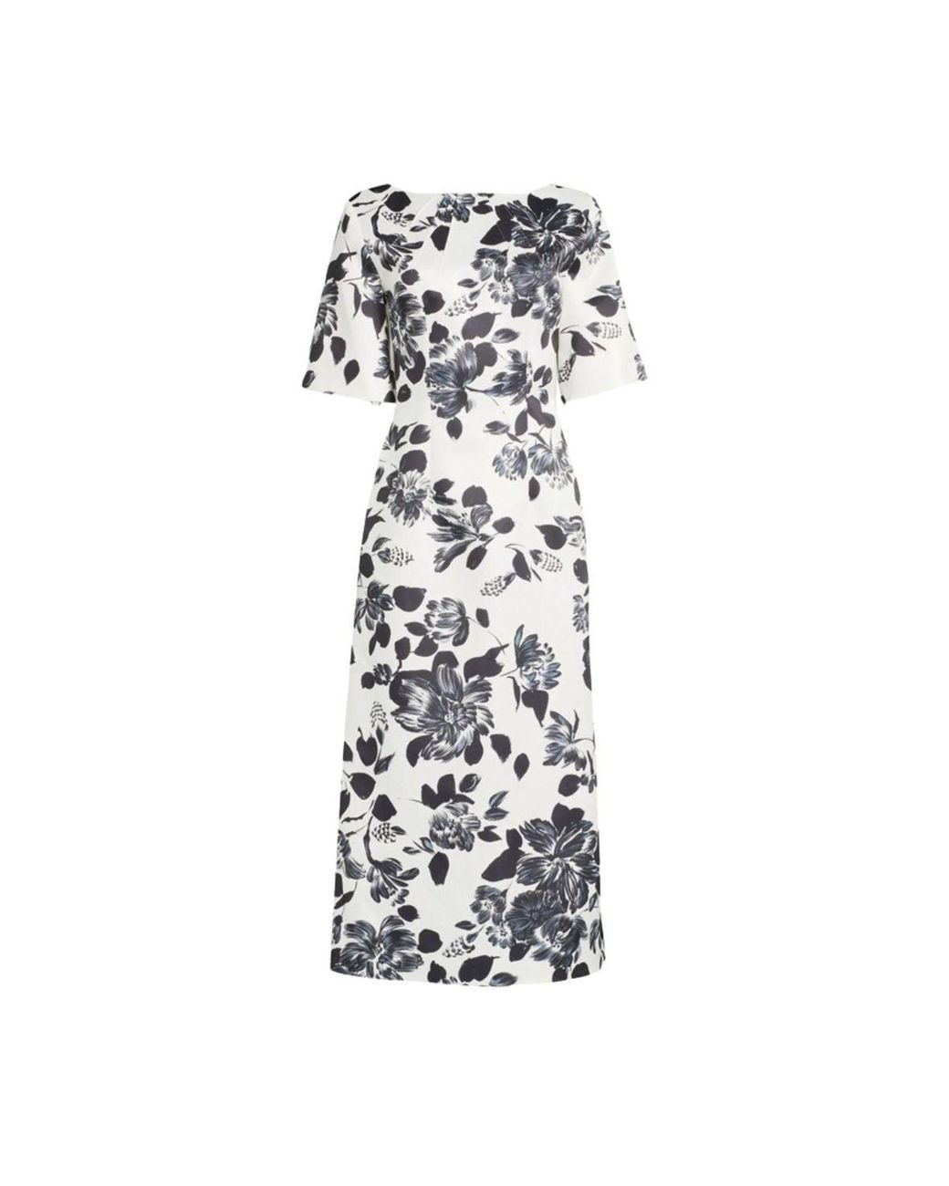 Emilia Wickstead White Kora Floral Print Twill Midi Dress