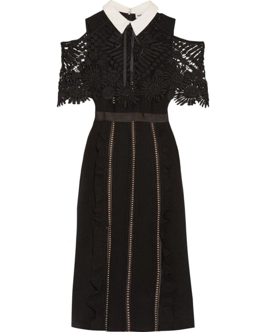 Self-Portrait Black Hinkley Cold Shoulder Midi Dress