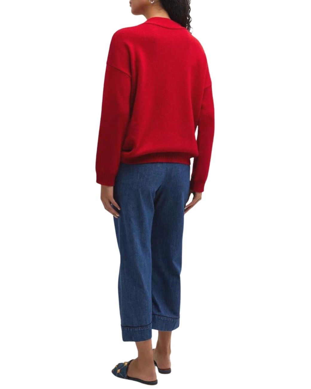 Valentino Red Cashmere Cowl Neck Jumper
