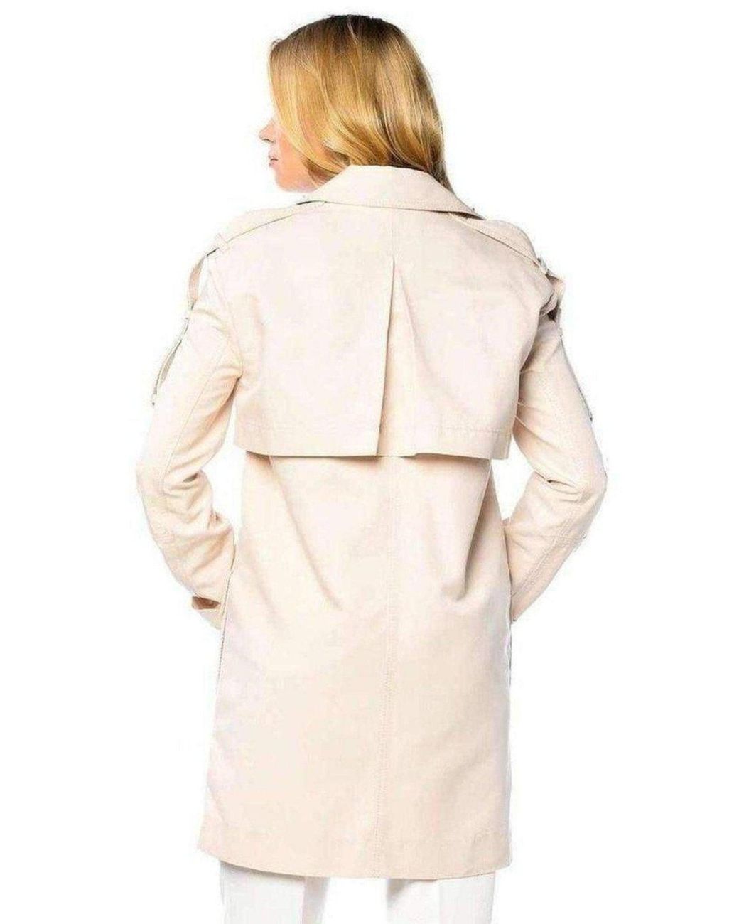 BCBGMAXAZRIA Natural Long Cotton Blend Coat
