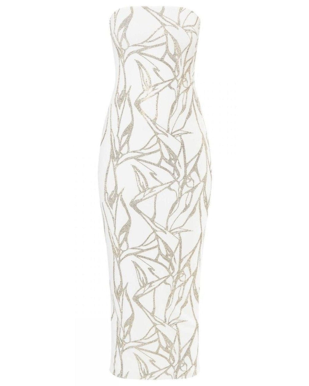 Alexandre Vauthier White Beaded Strapless Midi Dress