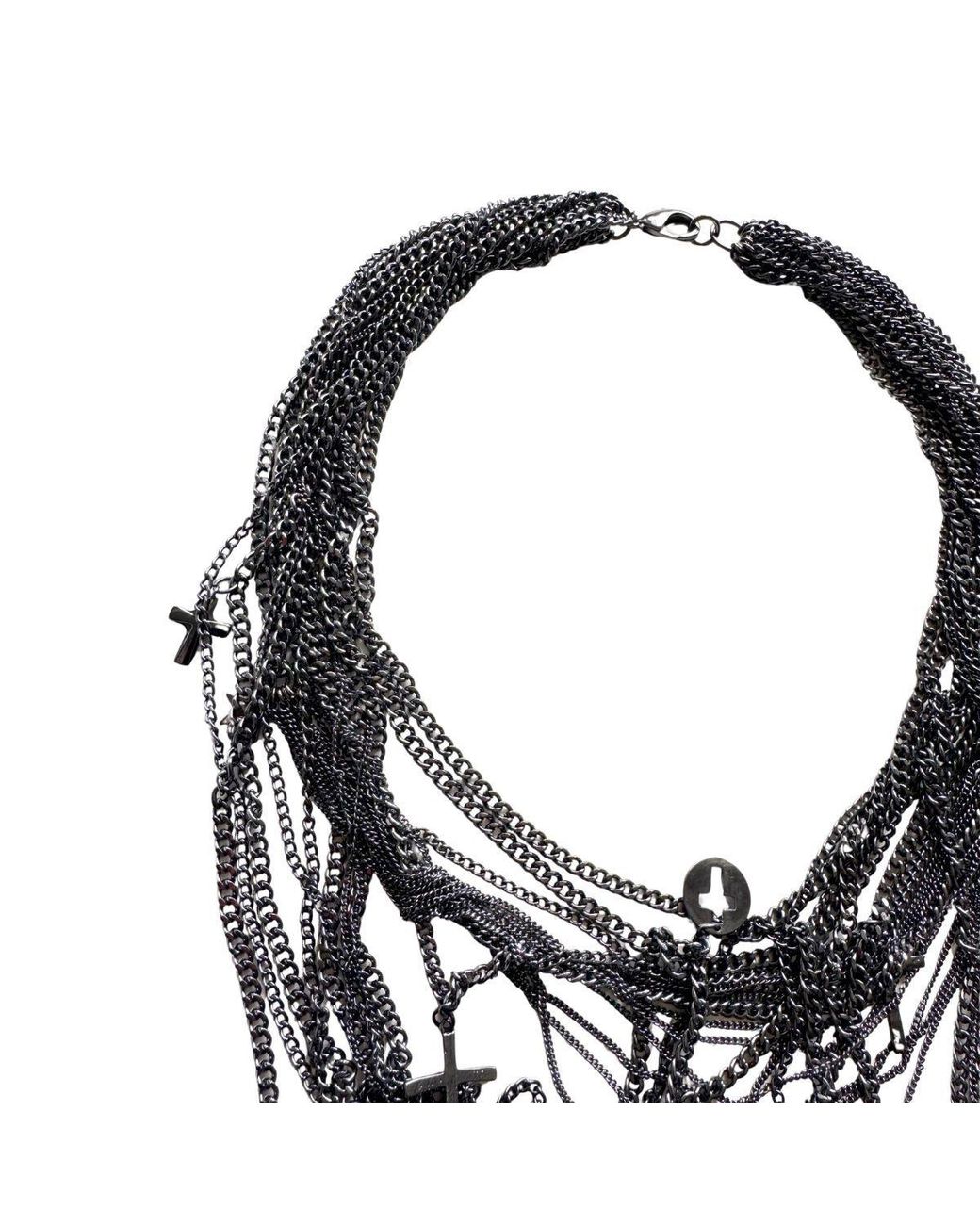 BCBGMAXAZRIA Black Layered Charm Chain Statement Necklace