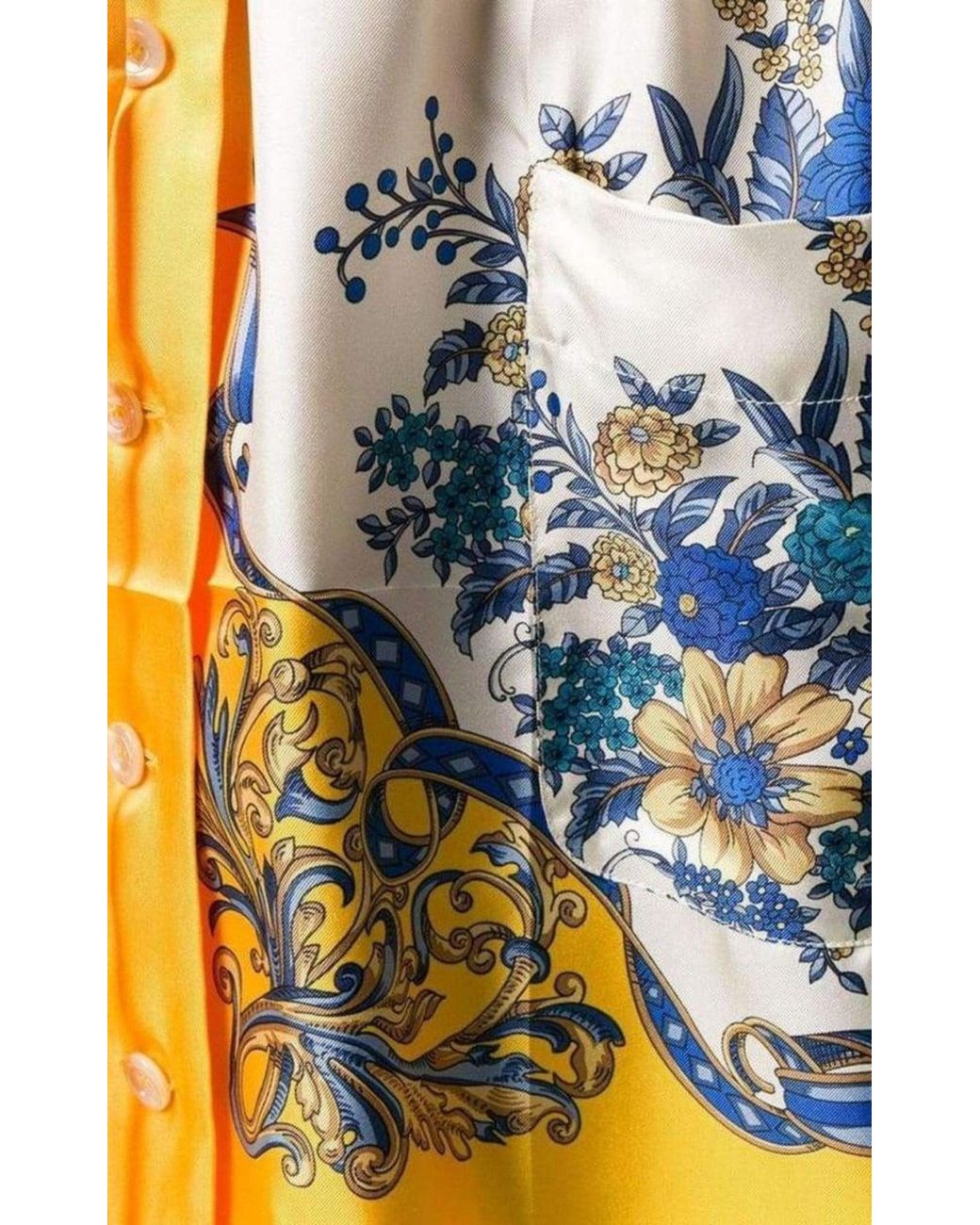 Gucci Blue Printed Silk Kimono Shirt