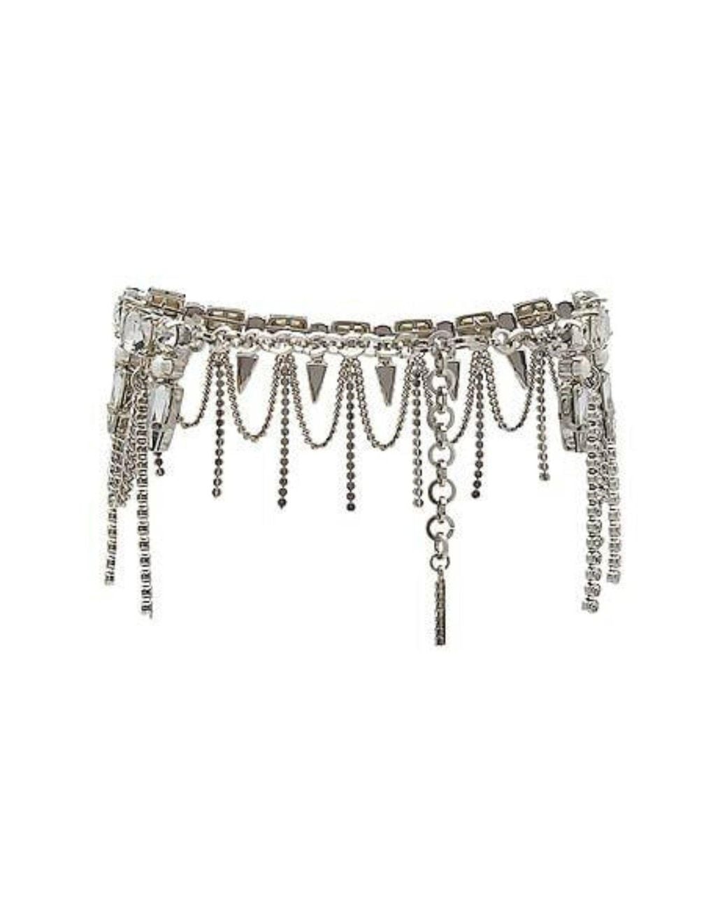 Alessandra Rich White Crystal-layered Choker Necklace