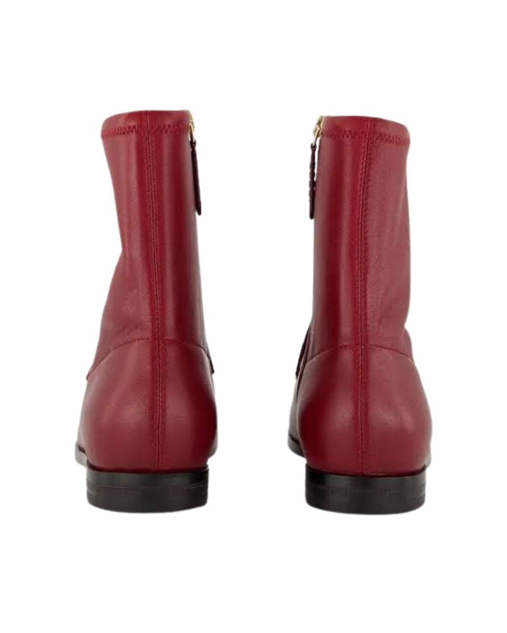 Gucci Red Jordaan Burgundy Leather Ankle Boots