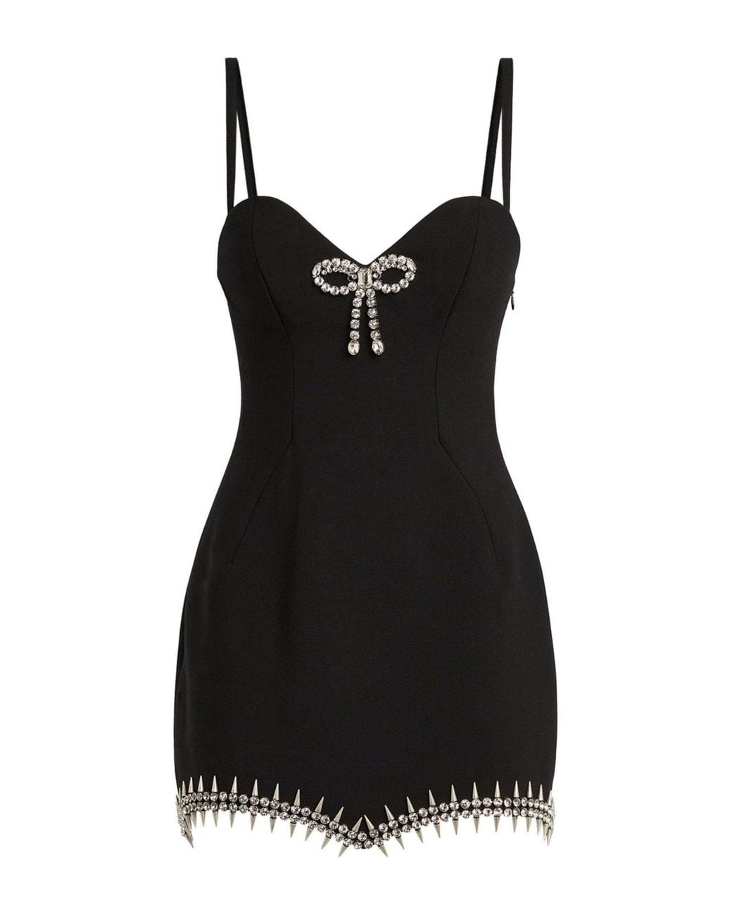 Area Black Crystal Spike Mini Dress