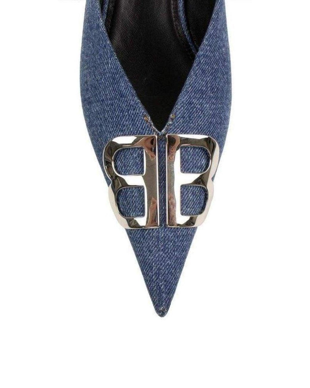 Balenciaga Blue Bb Denim Kitten-heel Mules