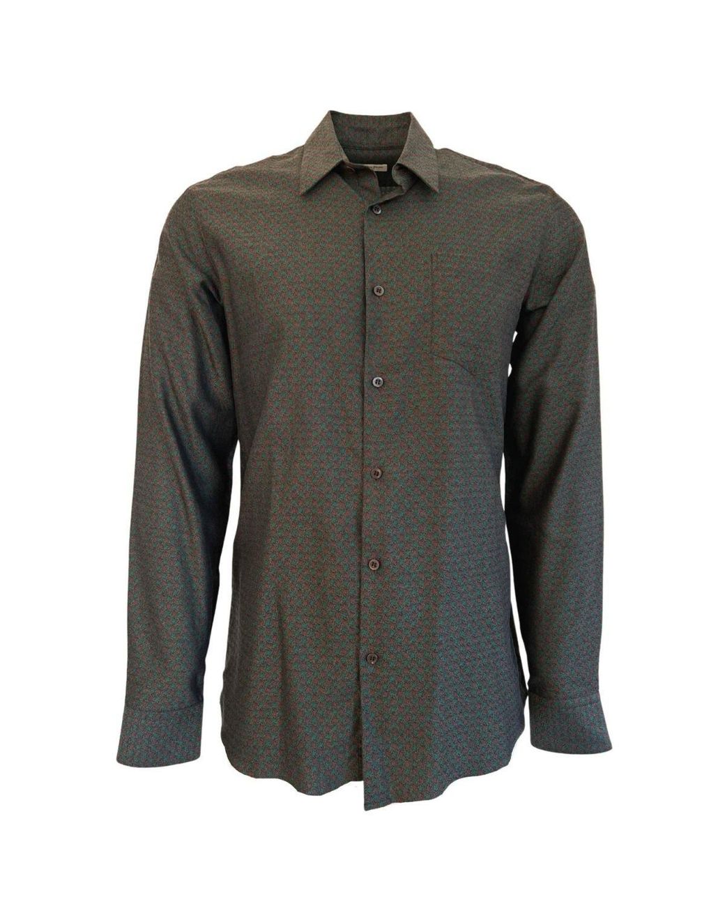 Dries Van Noten Curley Print Green Cotton Shirt for men