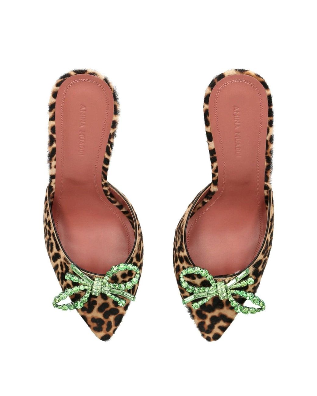 AMINA MUADDI Metallic Leopard Print Rosie Mules 95
