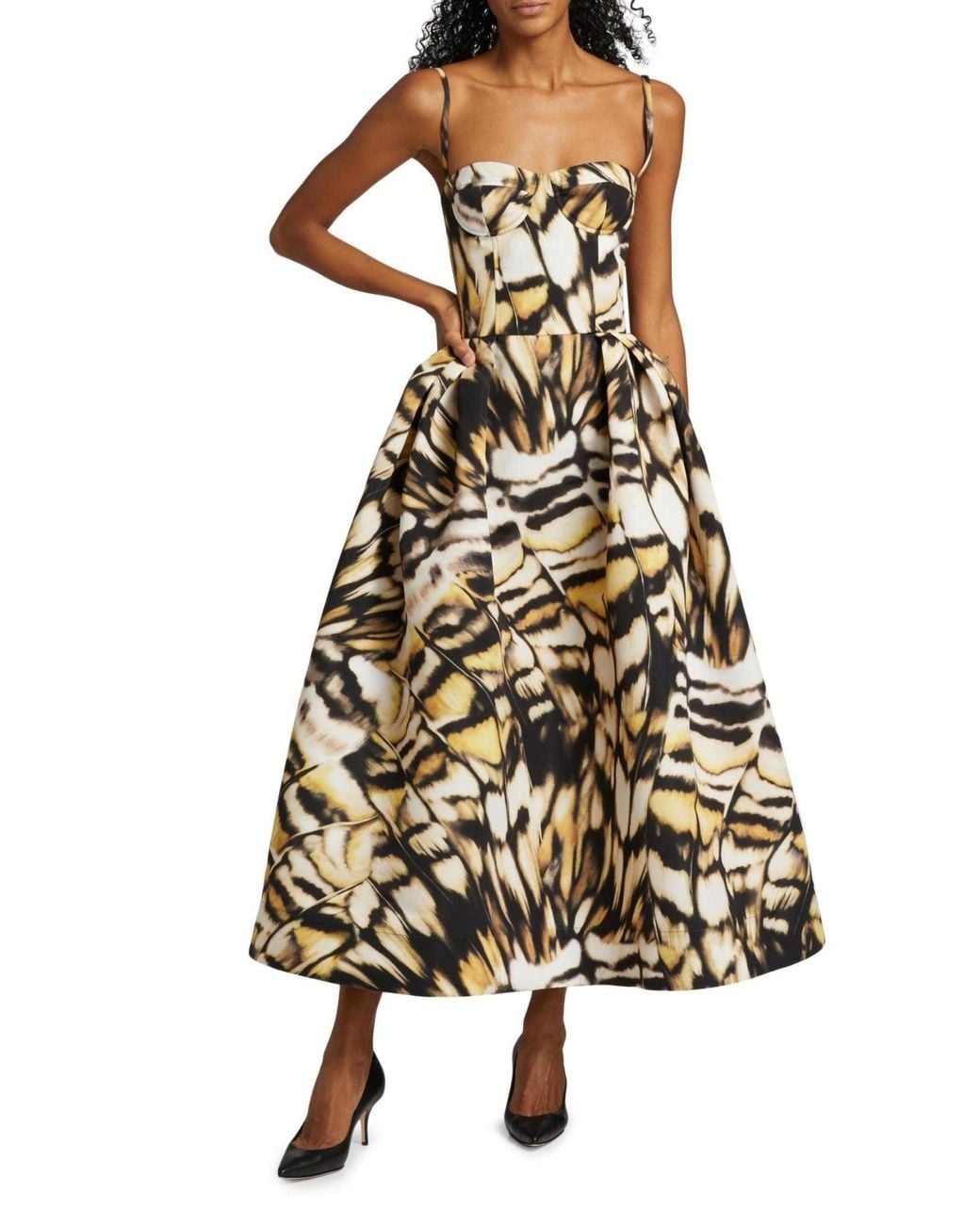 Oscar de la Renta Multicolor Abstract Butterfly Faille Dress