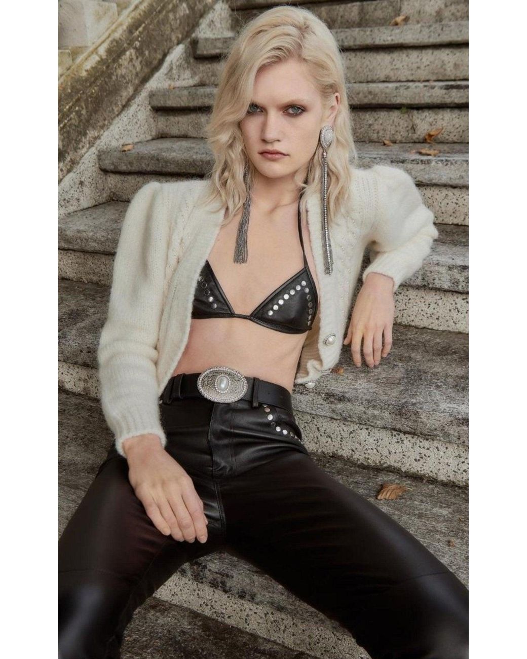 Alessandra Rich Metallic Crystal-heart Tassel Earrings