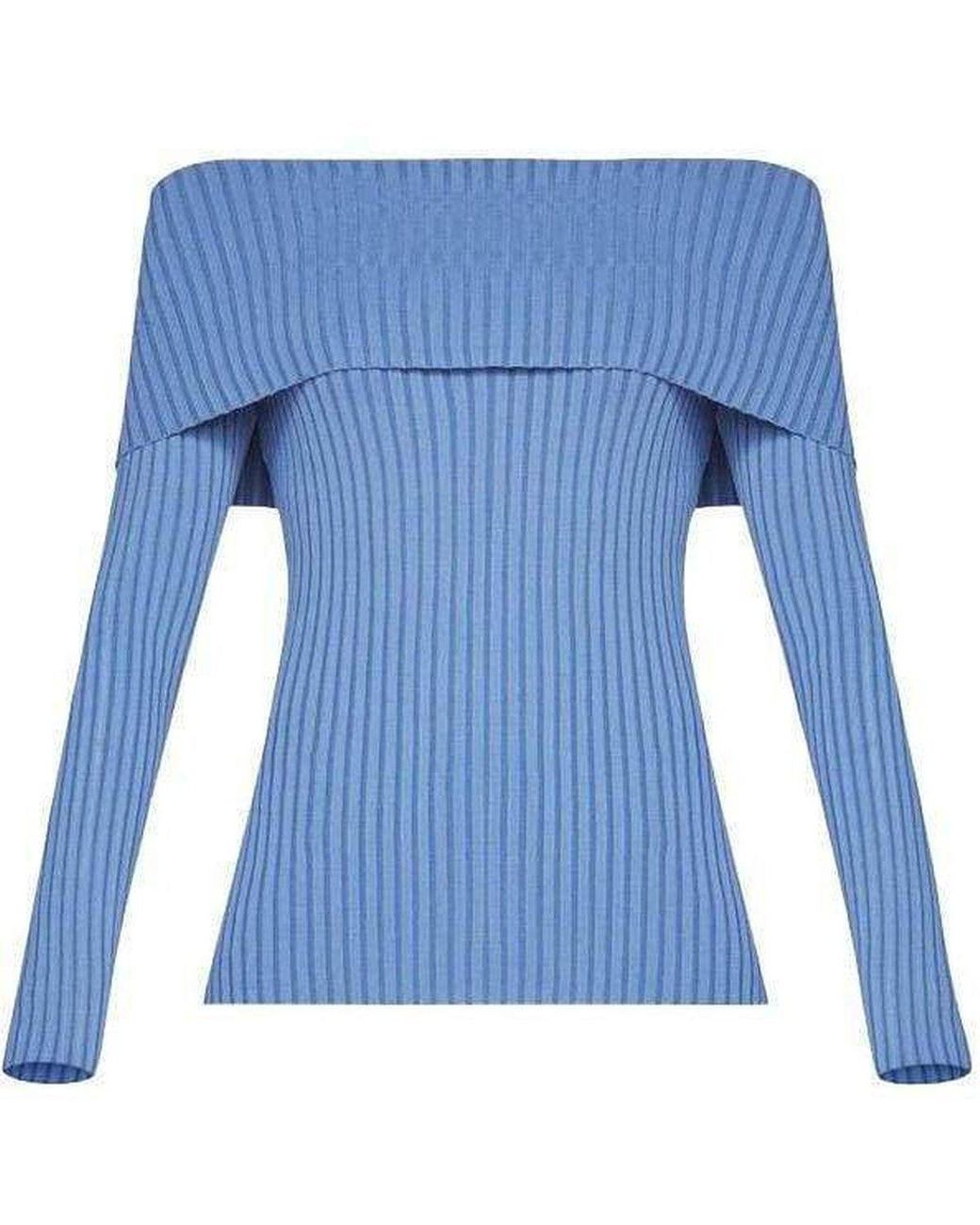 BCBGMAXAZRIA Synthetic Risa Off-the-shoulder Sweater in Blue - Lyst