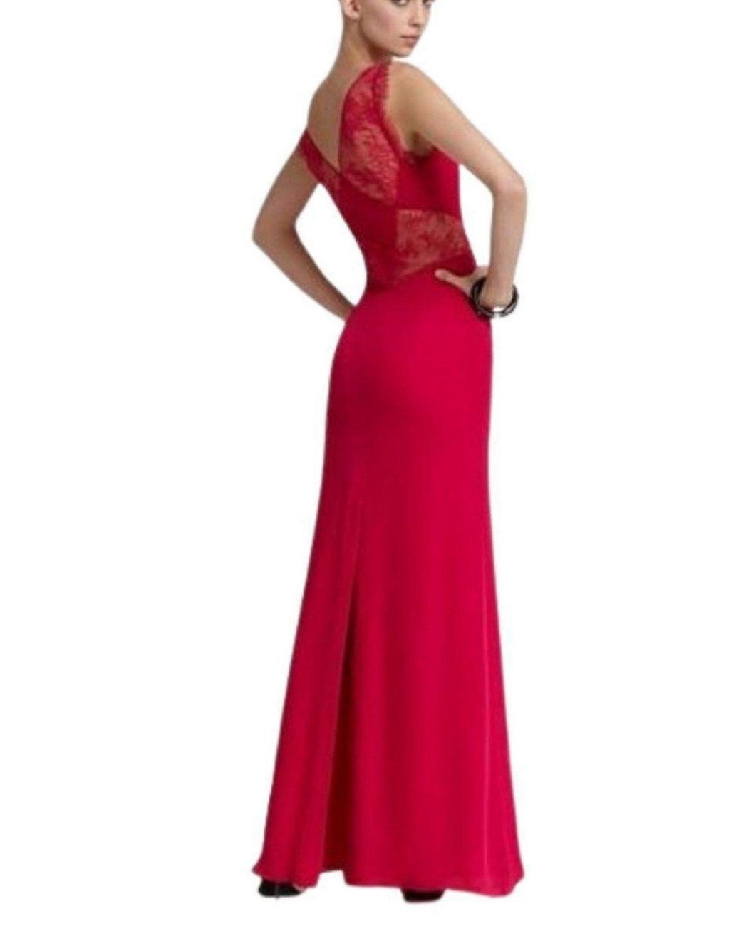 BCBGMAXAZRIA Red Karey Maxi Lace Detail Turkish Pink Dress