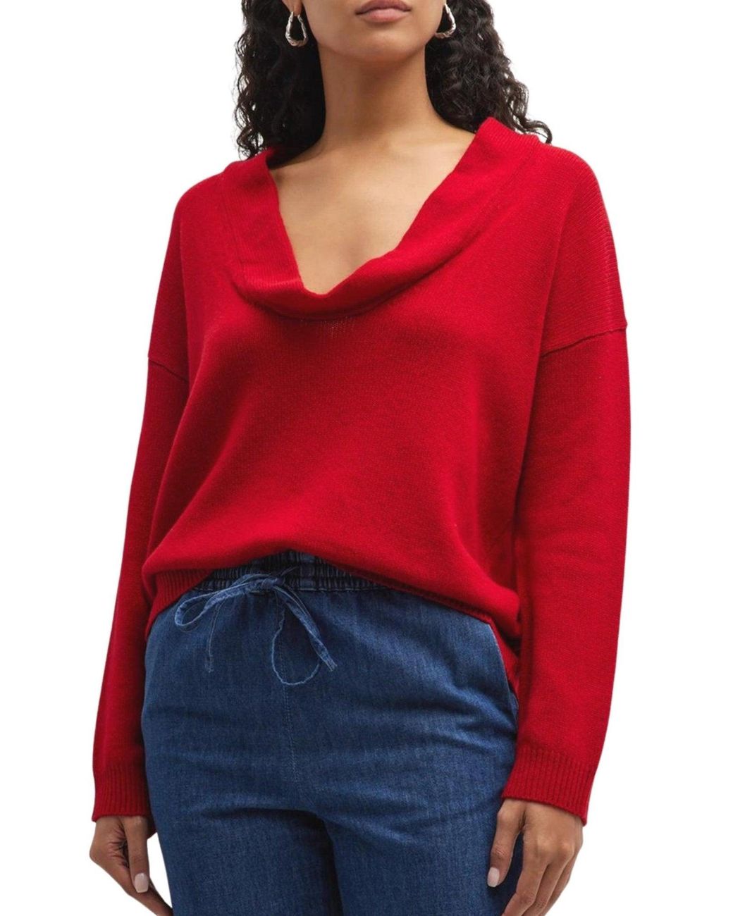Valentino Red Cashmere Cowl Neck Jumper