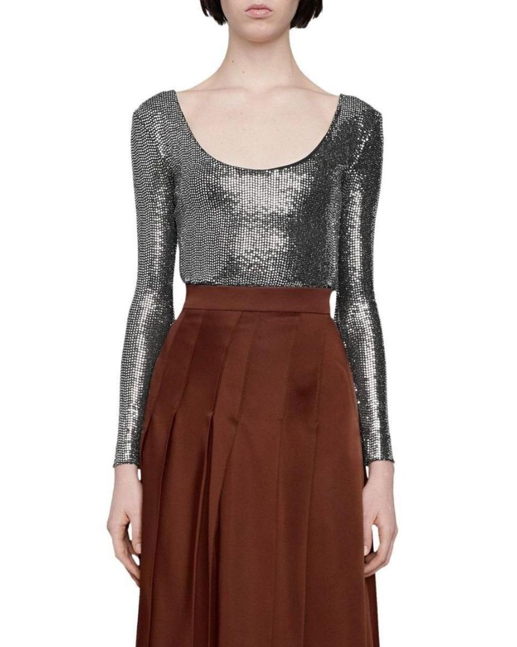 Gucci Black Metallic Effect Bodysuit