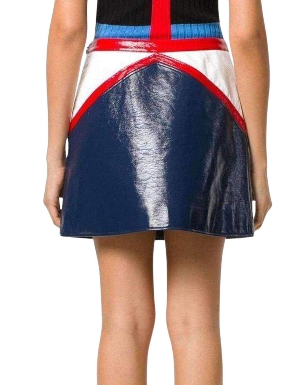 Courreges Blue And White Vinyl Mini Skirt
