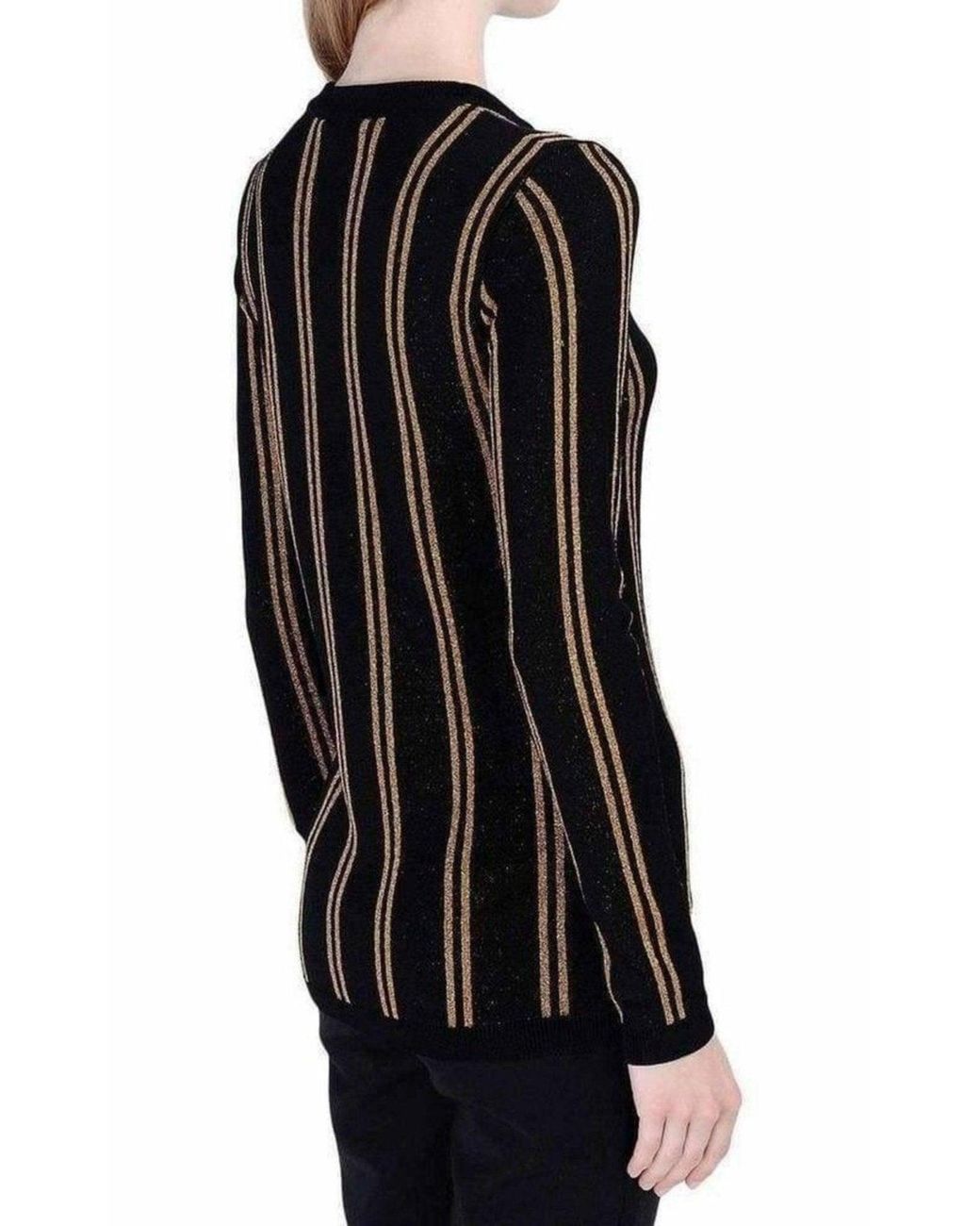 Balmain Black & Gold Striped Knit Sweater