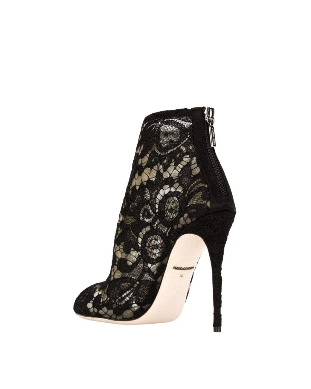 Dolce & Gabbana Black Floral Lace Booties It 39