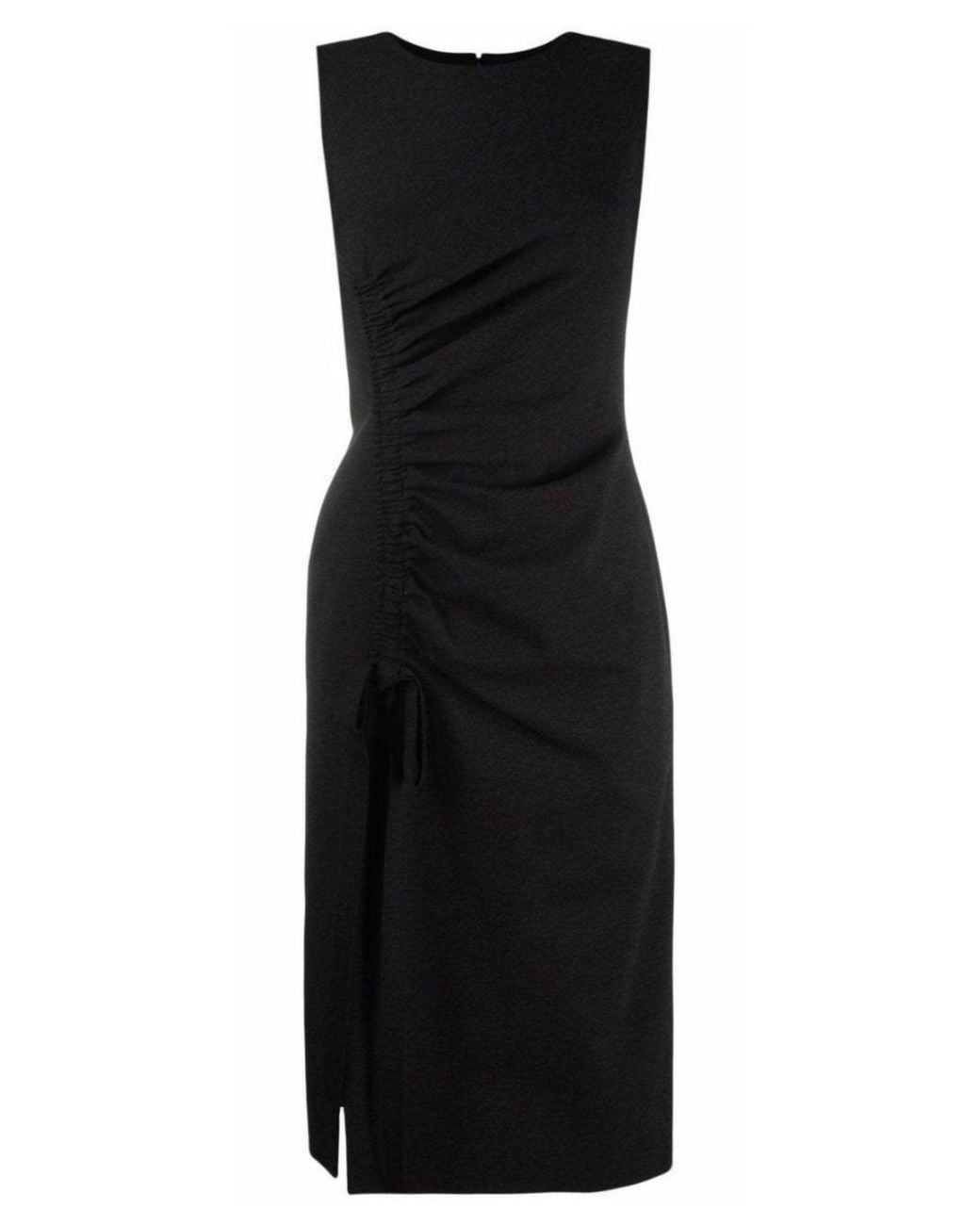 Oscar de la Renta Black Gathered-detail Shift Dress