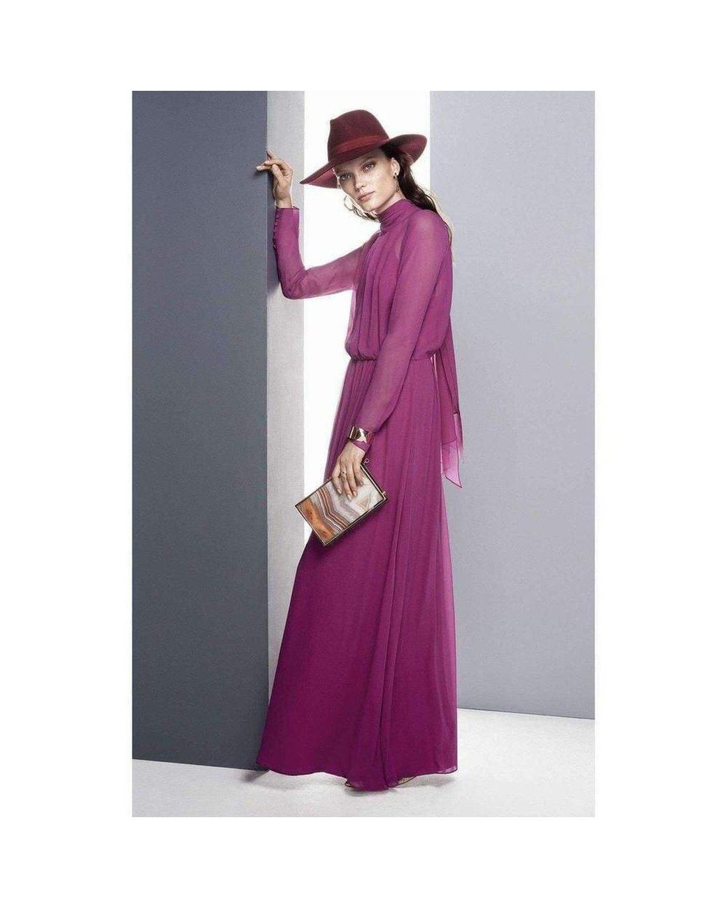 BCBGMAXAZRIA Pink Darci Tie-neck Silk Gown