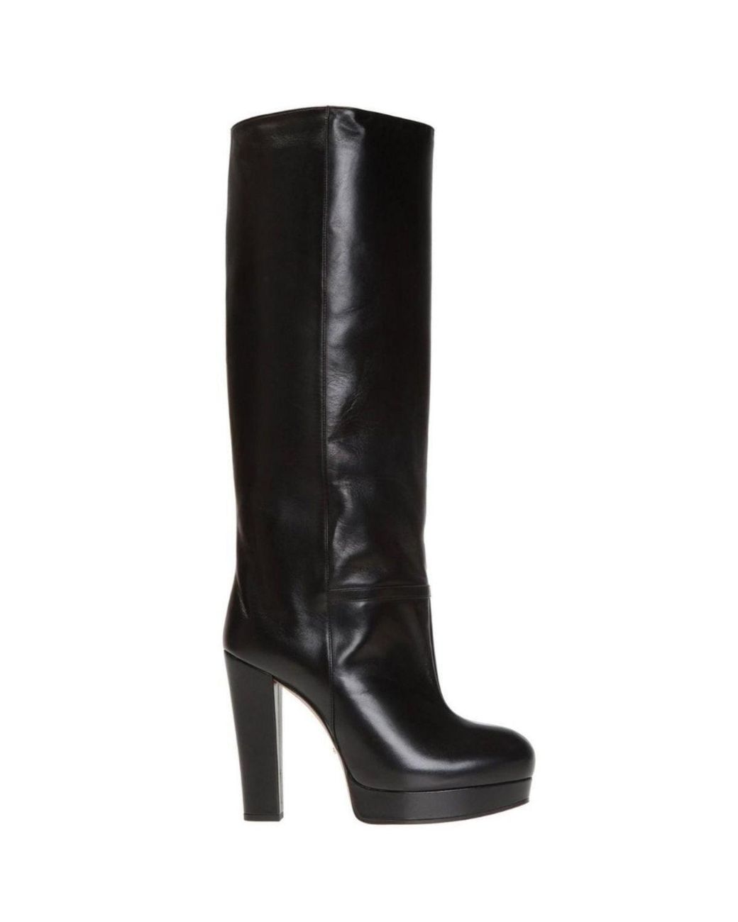 Gucci Black Leather Platform Knee High Boots