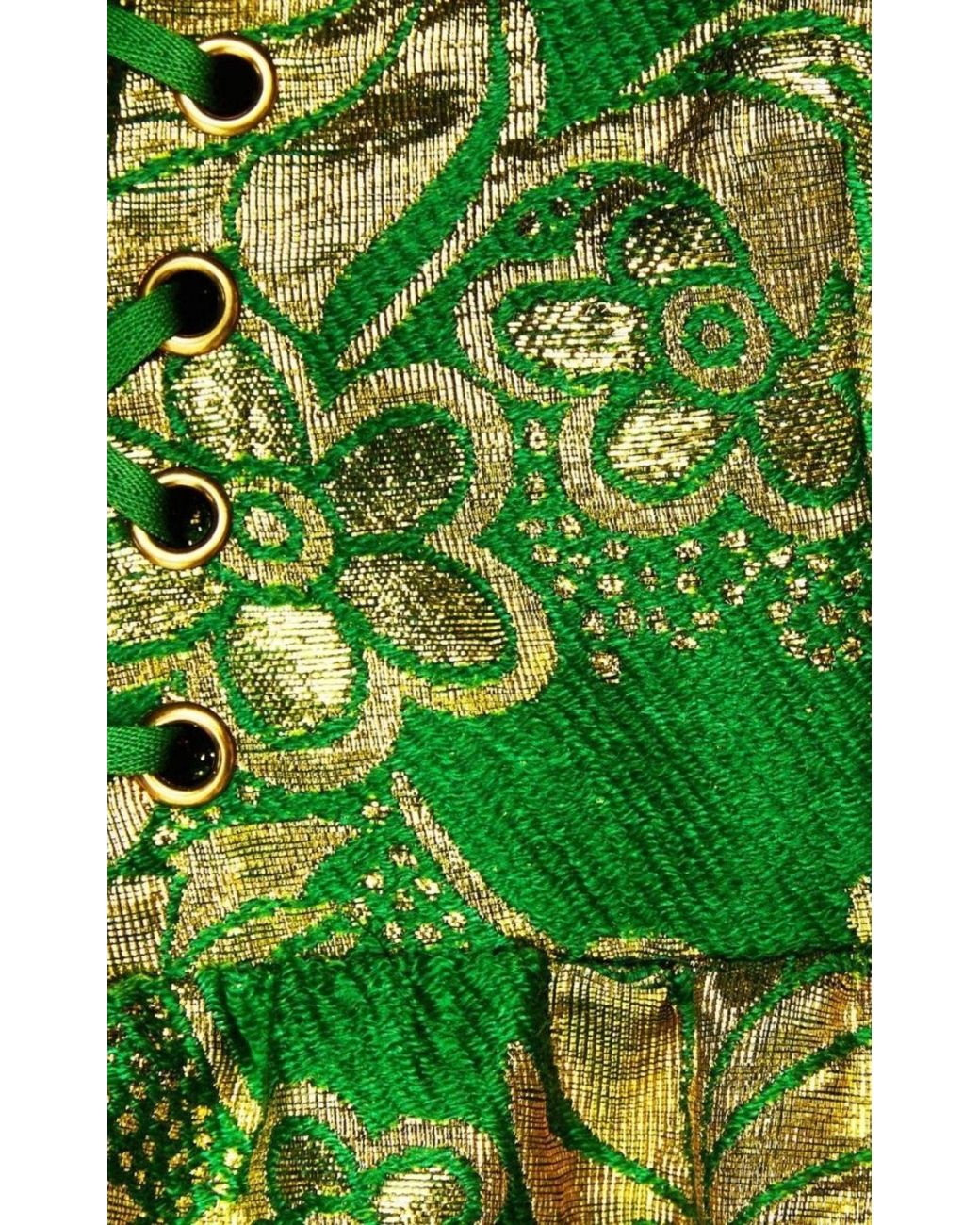 Gucci Green Wool Lamé Floral Jacquard Dress