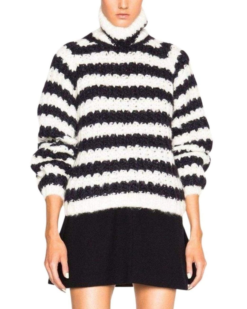 Chloé White Striped Mohair Blend Sweater